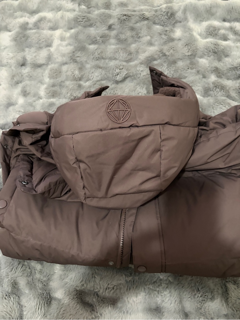Mindetta Outdoor Project Long Puffer Coat with Hood - Brown - Small - Picture 3 of 6